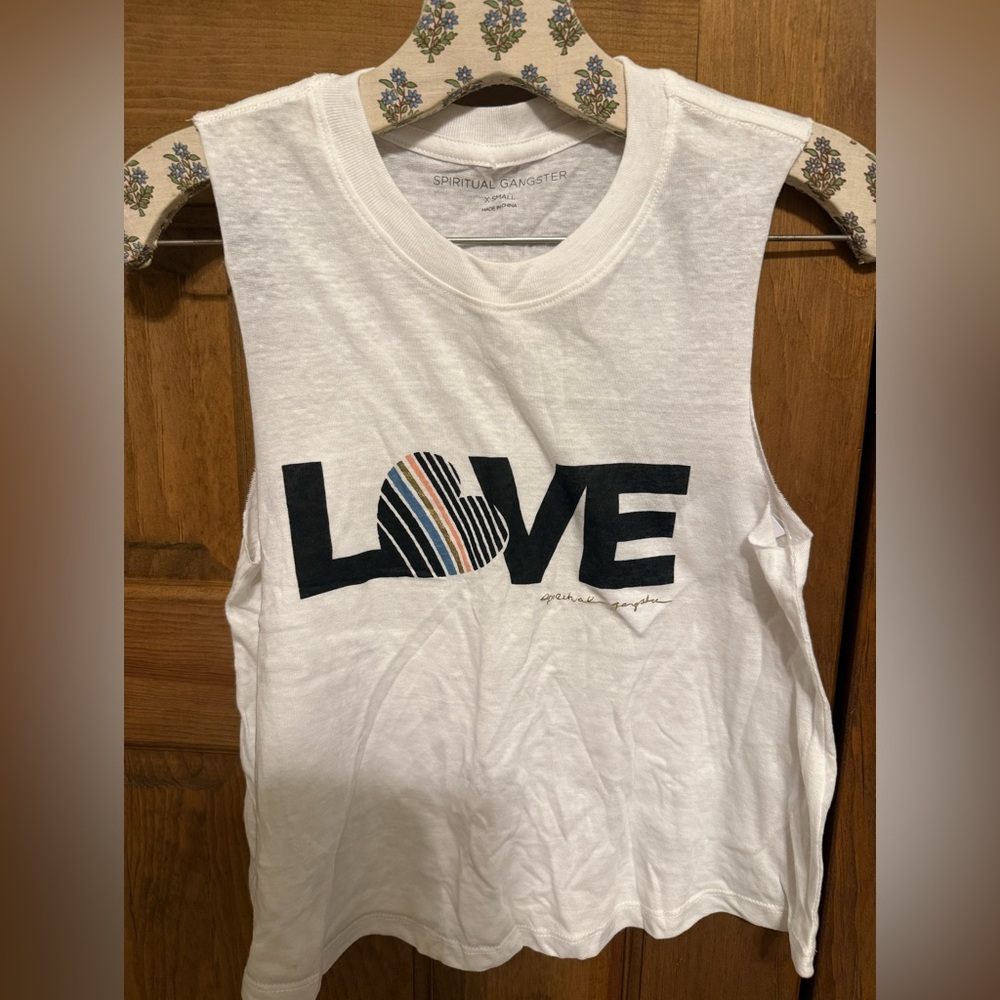 NWT Spiritual Gangster White 'Love' Crop Tank Top